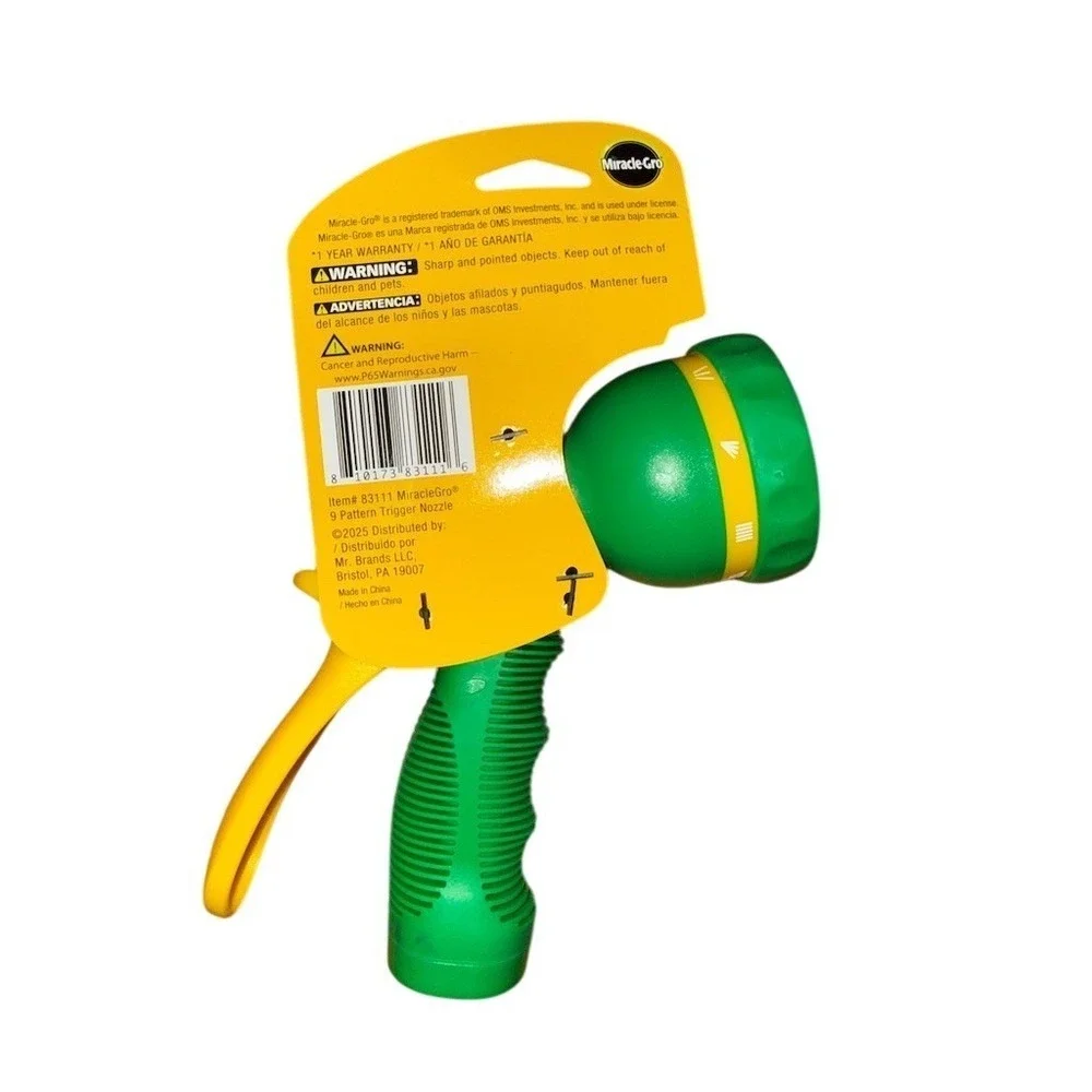 Miracle-Gro 9 Pattern Trigger Hose Nozzle Spray Gun Locking Lever multi pattern